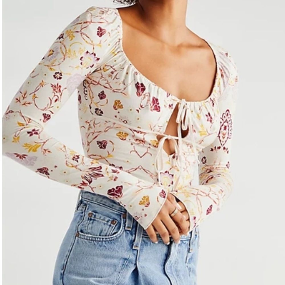 Free People Make It Easy What’s Your Shade Combo long sleeve shirt blouse top